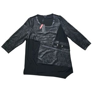 NWT Picadilly Women’s Black Blouse 3/4 Sleeve Size 1X